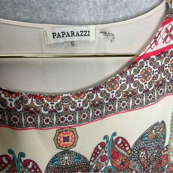 Paparazzi Satin Oversized Paisley Boho Multi Colored Boxy Blouse - Picture 2 of 5